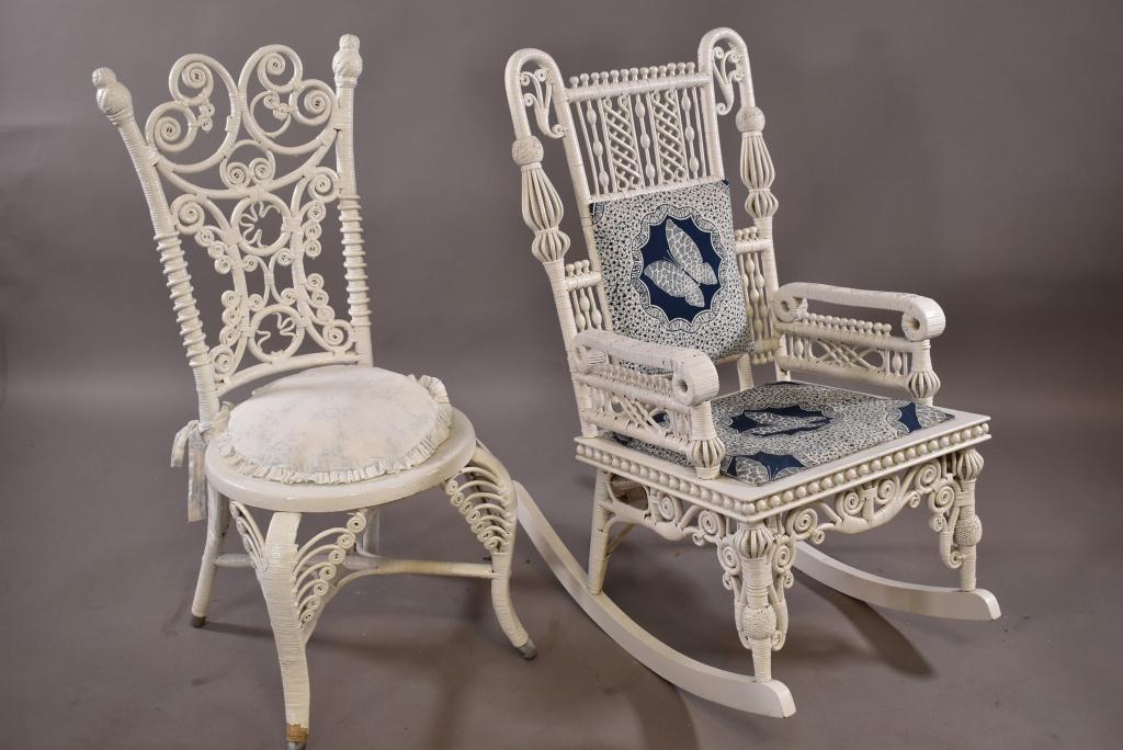 2 VICTORIAN WHITE WICKER CHAIRS (1 of 6)