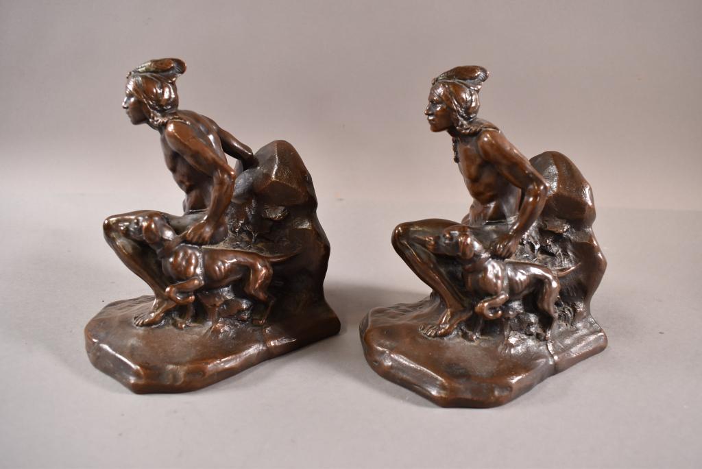 JENNINGS BROTHERS NATIVE AMERICAN SCOUT BOOKENDS (1 of 3)