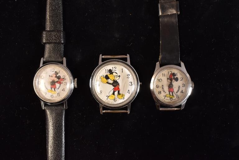 3 MICKEY MOUSE WIND UP WATCHES (1 of 5)