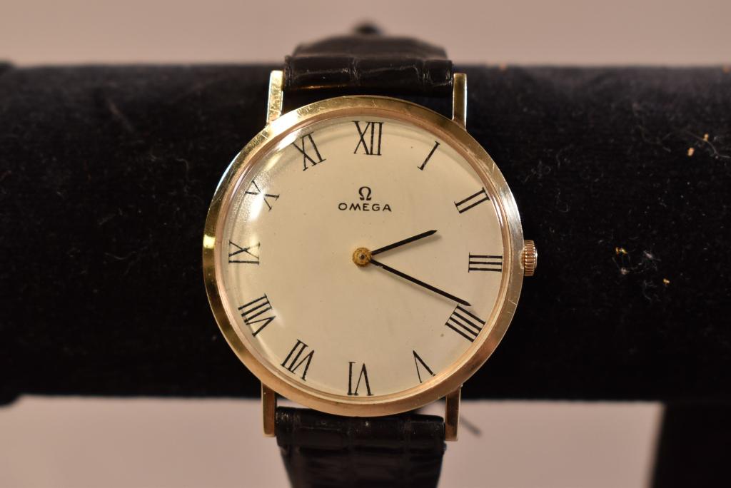 MENS 14KT GOLD OMEGA ULTRA THIN WRIST WATCH (1 of 4)