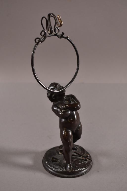 BRONZE FIGURAL POCKET WATCH HOLDER (1 of 3)