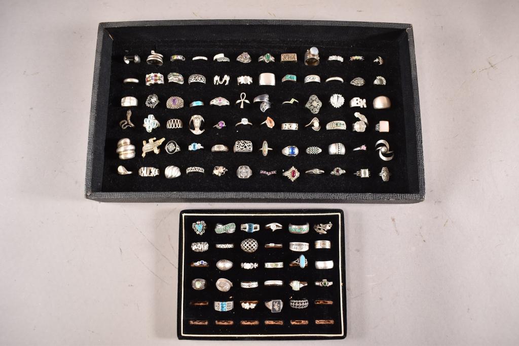 COLLECTION OF 100 STERLING RINGS (1 of 6)