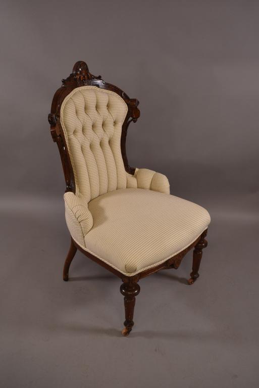 VICTORIAN WALNUT PARLOR CHAIR (1 of 4)