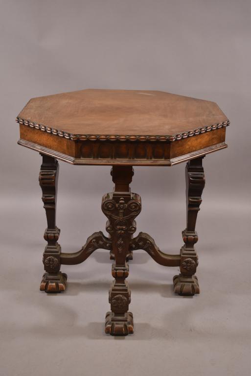 1930'S SPANISH STYLE WALNUT OCTAGON TABLE (1 of 3)