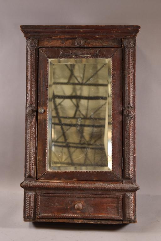 ANTIQUE TRAMP ART WALL CABINET (1 of 3)