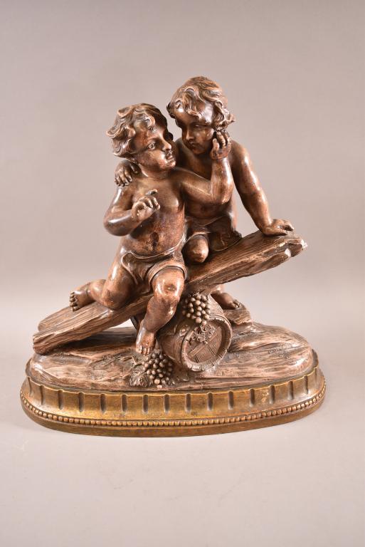 FRENCH TERRA COTTA PUTTI FIGURE STATUE (1 of 5)