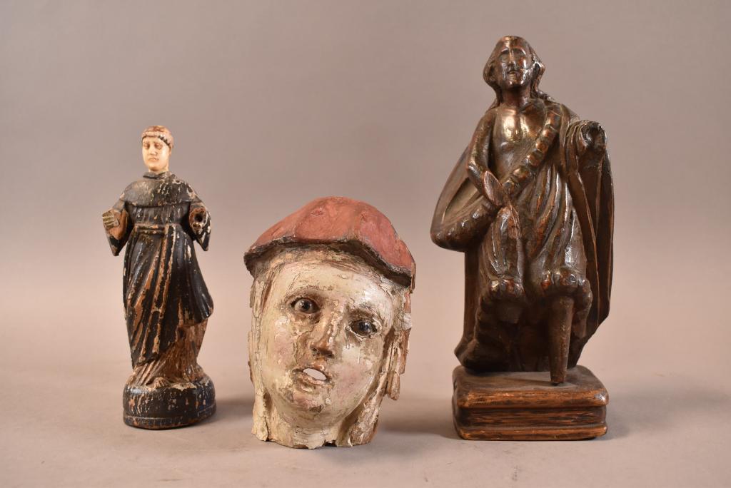 3 CARVED WOOD RELIGIOUS FIGURES (1 of 11)