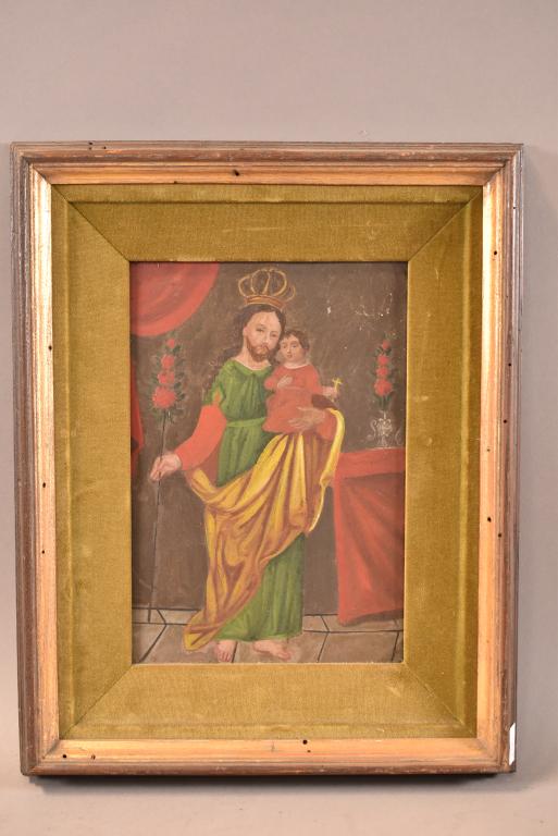 19TH CENTURY FRAMED MEXICAN RETABLO (1 of 3)
