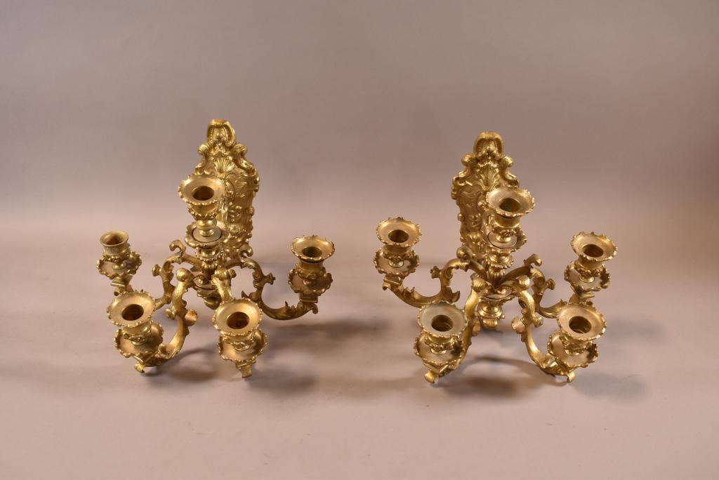 PAIR OF BRONZE WALL SCONCES (1 of 4)