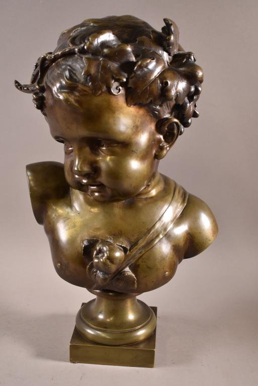 LARGE BRONZE BUST OF CHILD (1 of 4)