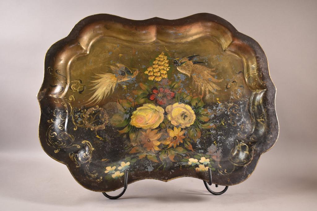 LARGE TOLE PAINTED METAL TRAY (1 of 4)