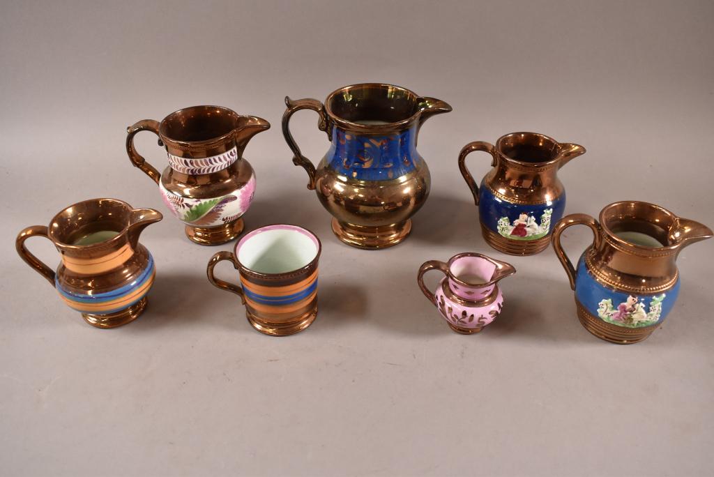7 PIECES COPPER LUSTER WARE (1 of 2)