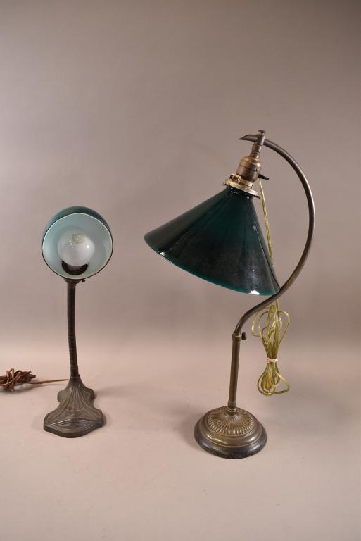 2 ANTIQUE STUDENT TABLE OR DESK LAMPS (1 of 4)