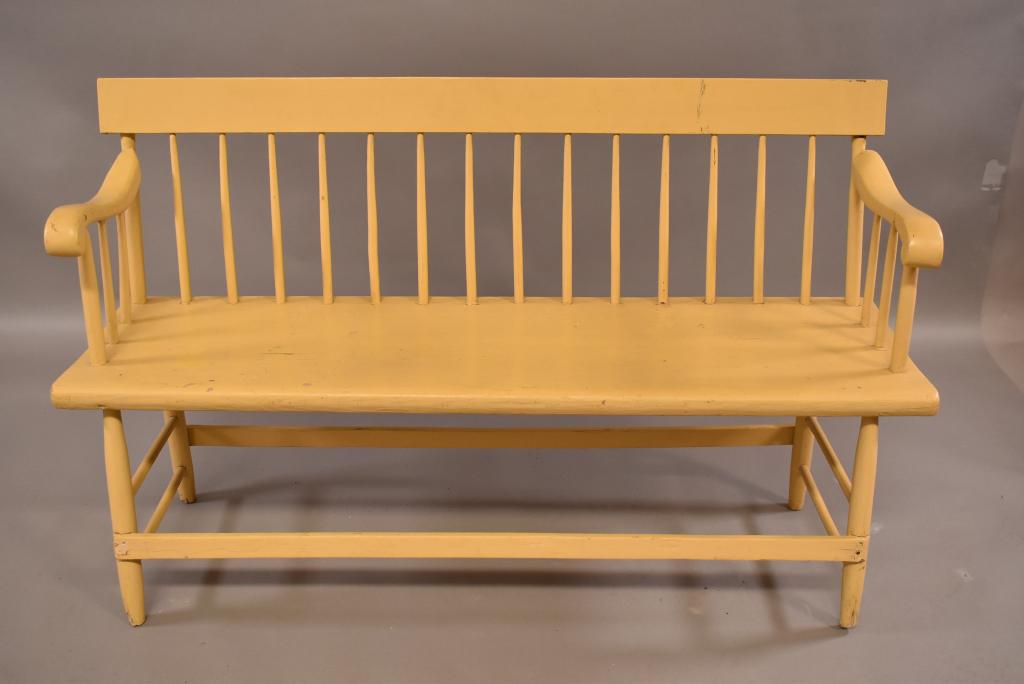 PRIMITIVE YELLOW PAINTED BENCH (1 of 3)