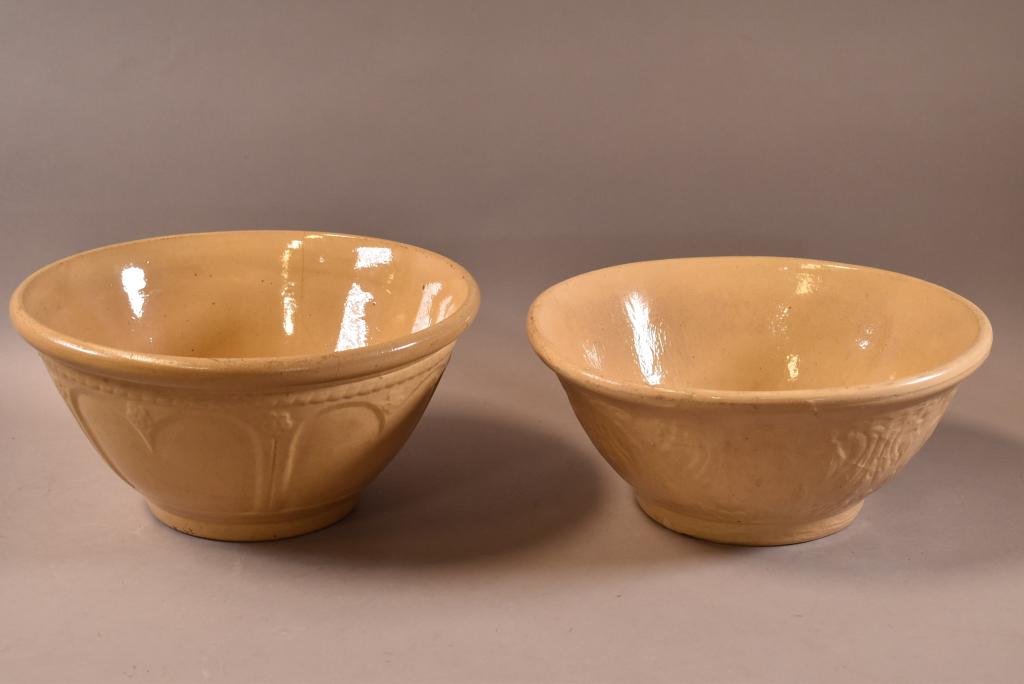 2 LARGE YELLOWWARE BOWLS (1 of 4)