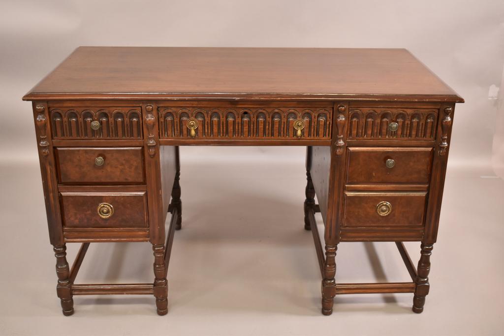 1930'S SPANISH STYLE WALNUT DESK (1 of 5)