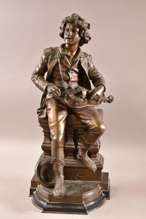 ANTIQUE BRONZE MUSICAN STATUE (1 of 5)