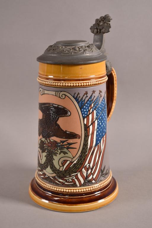 AMERICAN EAGLE & FLAG METTLACH STEIN (1 of 3)