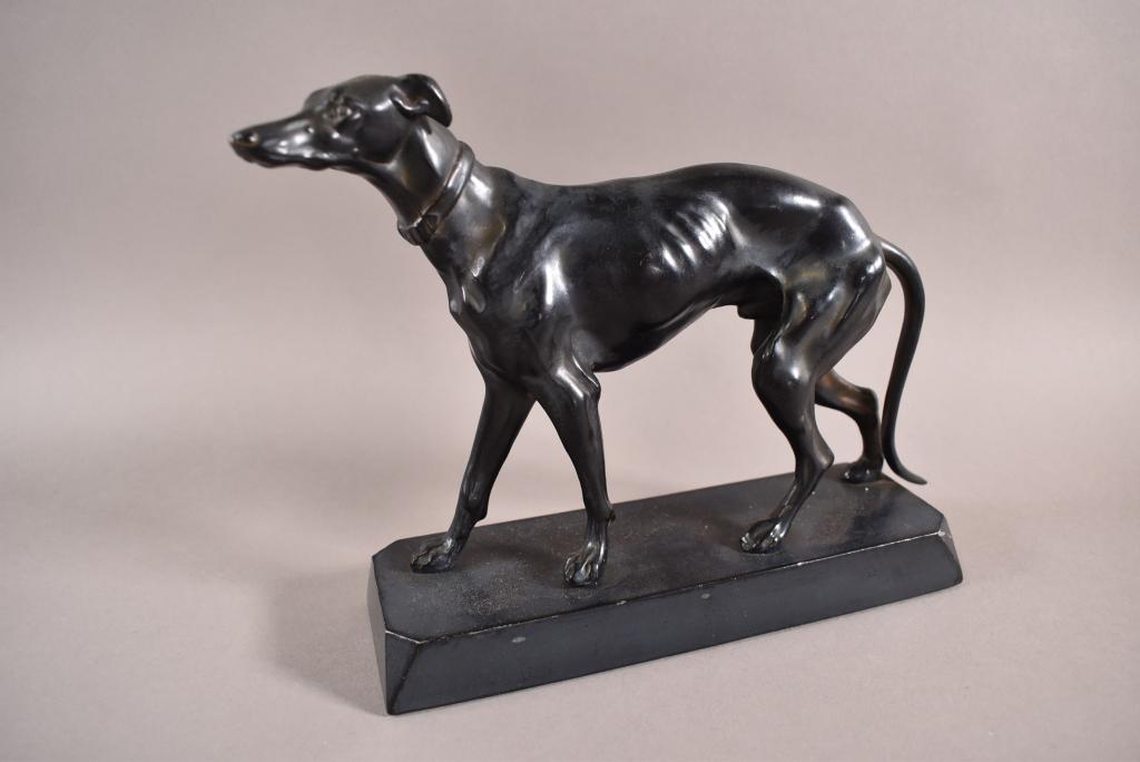 GREYHOUND DOG METAL STATUE (1 of 2)