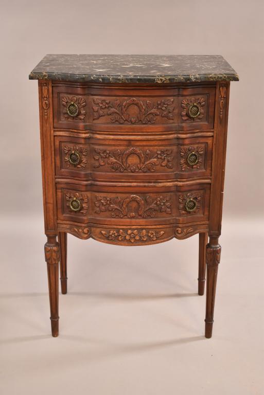 1920'S 3 DRAWER FRENCH MARBLE TOP STAND (1 of 4)