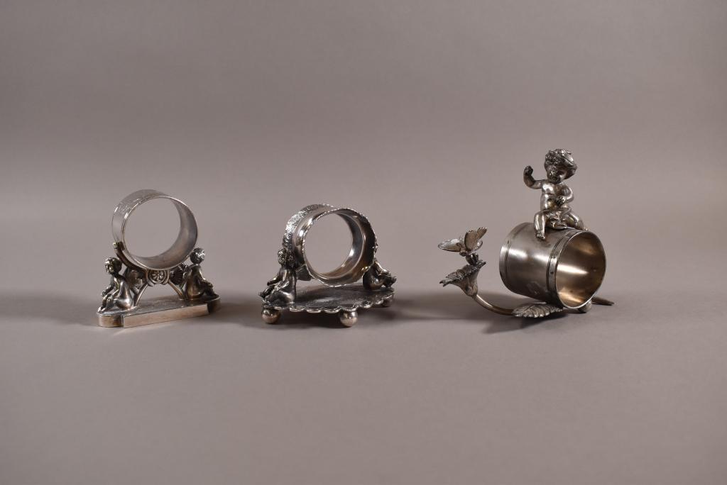 3 CHERUB DECORATED SILVERPLATED NAPKIN RINGS (1 of 6)