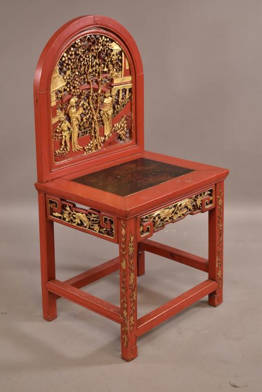 RED LACQUER CHINESE SIDE CHAIR (1 of 7)