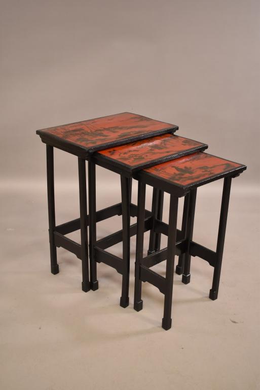 SET OF CHINESE LACQUERED NESTING TABLES (1 of 4)