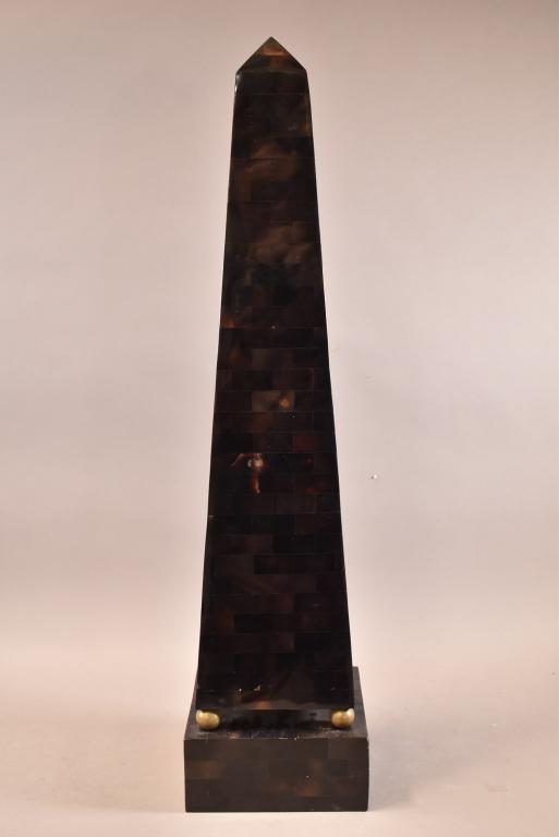 DECORATIVE OBELISK: COMPOSITE BRICK STYLE OBELISK PILLAR. 30" H.