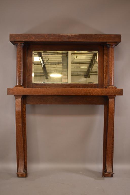 1900'S AMERICAN OAK FIREPLACE MANTLE (1 of 4)