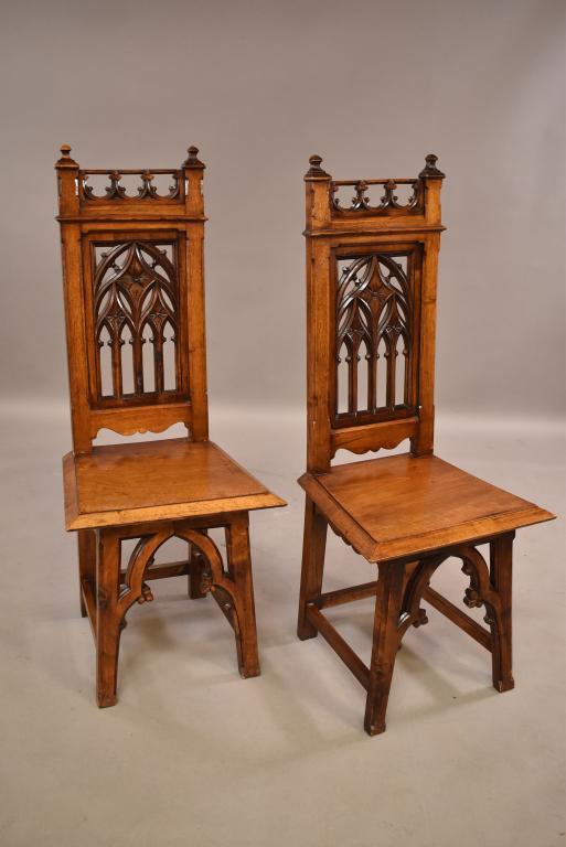 PAIR OF ANTIQUE GOTHIC STYLE SIDE CHAIRS (1 of 5)