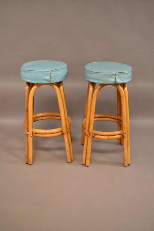 PAIR OF 1950'S RATTAN BARSTOOLS (1 of 4)