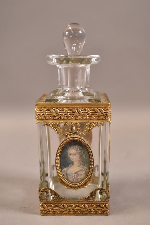 ENAMELED PERFUME BOTTLE W/ MINIATURE PORTRAIT (1 of 4)