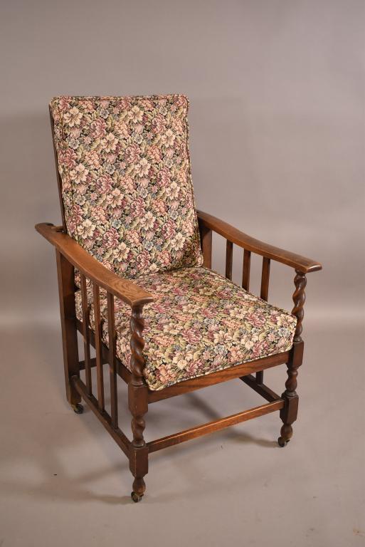 1910'S OAK BARLEY TWIST MORRIS CHAIR (1 of 4)