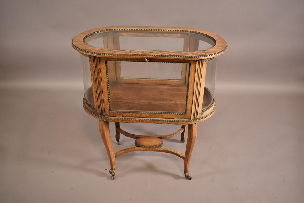 1910'S OAK DROP TEA CADDY VITRINE (1 of 4)