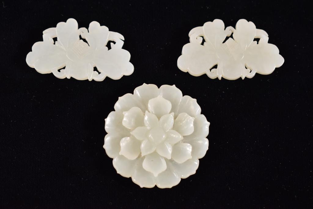 3 PIECES OF CHINESE WHITE JADE (1 of 3)
