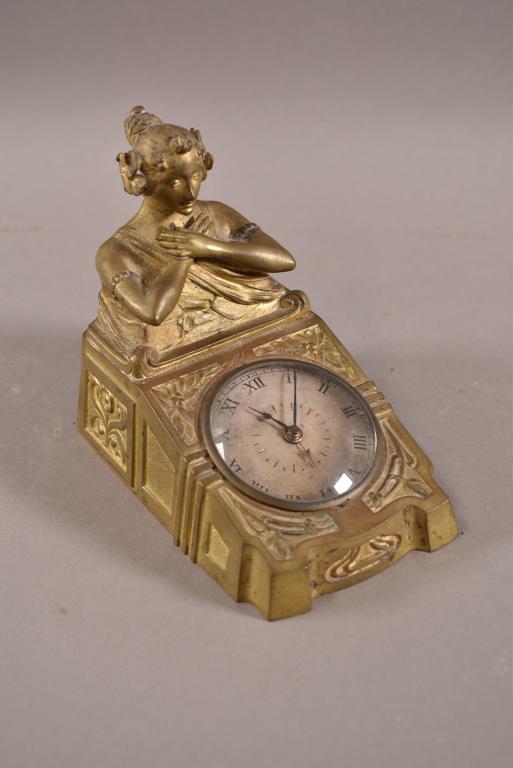FRENCH BRONZE FIGURAL DESK CLOCK (1 of 4)