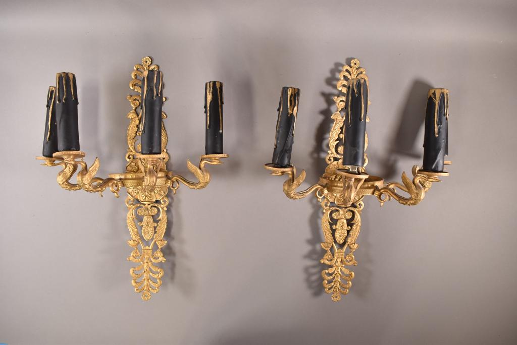PAIR OF FRENCH BRONZE 4 ARM CANDELABRAS (1 of 5)