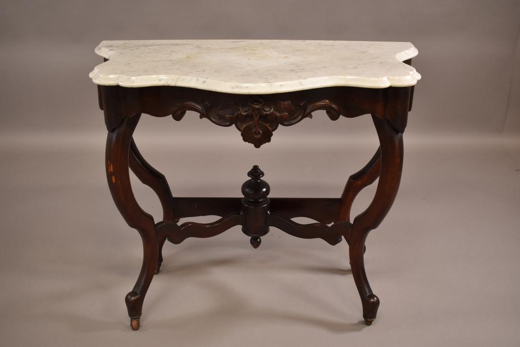 VICTORIAN MARBLE TOP HALL TABLE (1 of 4)