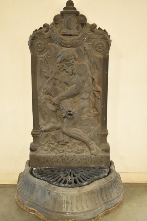 LARGE CAST IRON FIGURAL OUTDOOR FOUNTAIN (1 of 3)