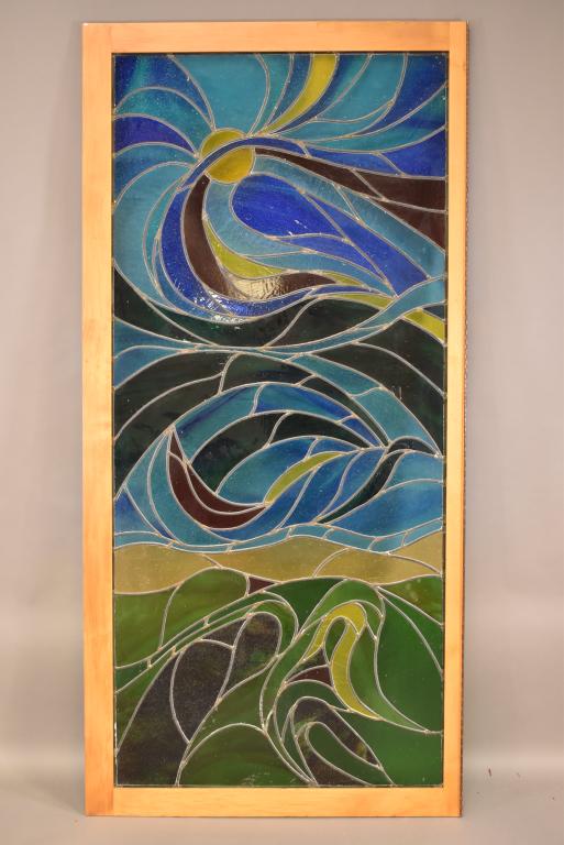 LARGE LANDSCAPE STAINED GLASS WINDOW (1 of 4)