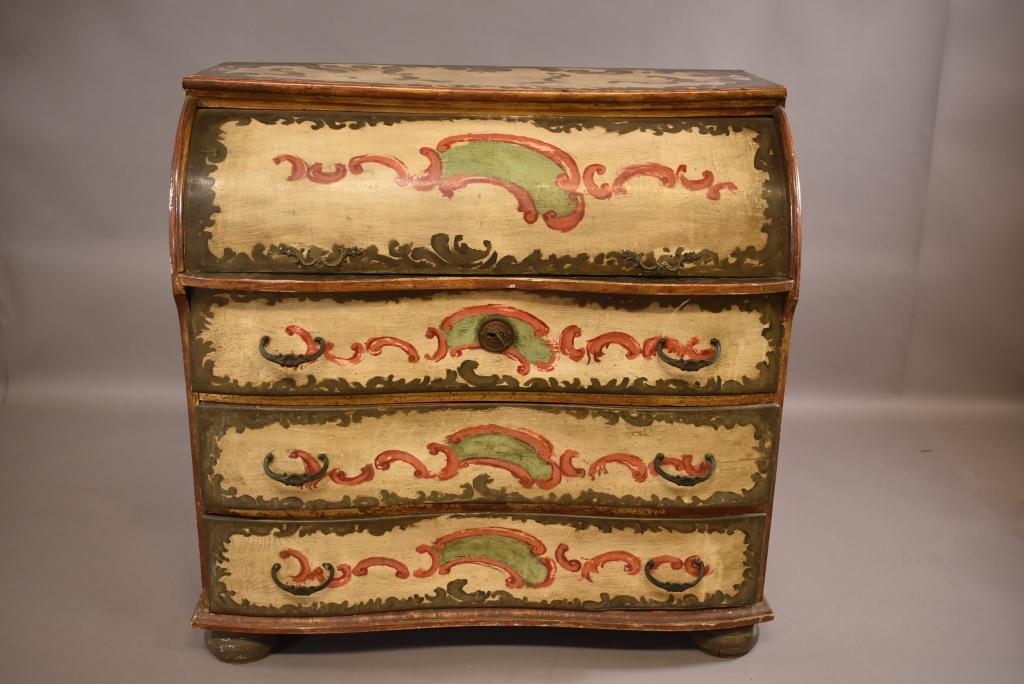 19TH CENTURY HAND PAINTED BARREL ROLL TOP DESK (1 of 6)