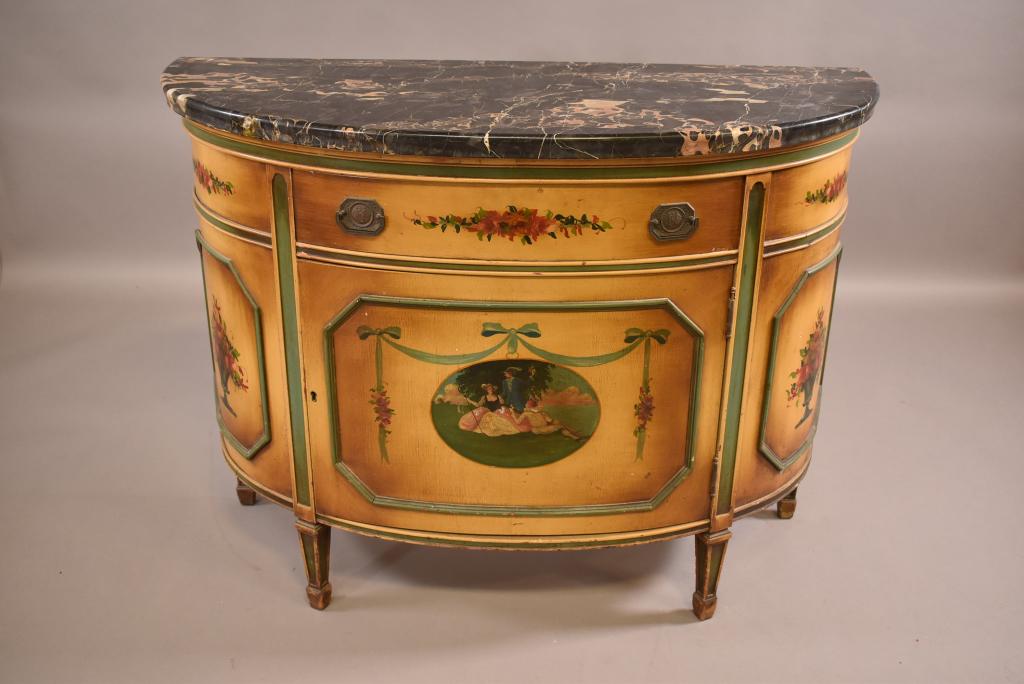 HAND PAINTED MARBLE TOP FRENCH STYLE COMMODE (1 of 6)