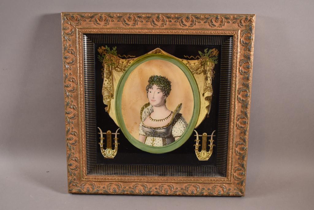 FRENCH STYLE PAINTING UNDER GLASS (1 of 3)