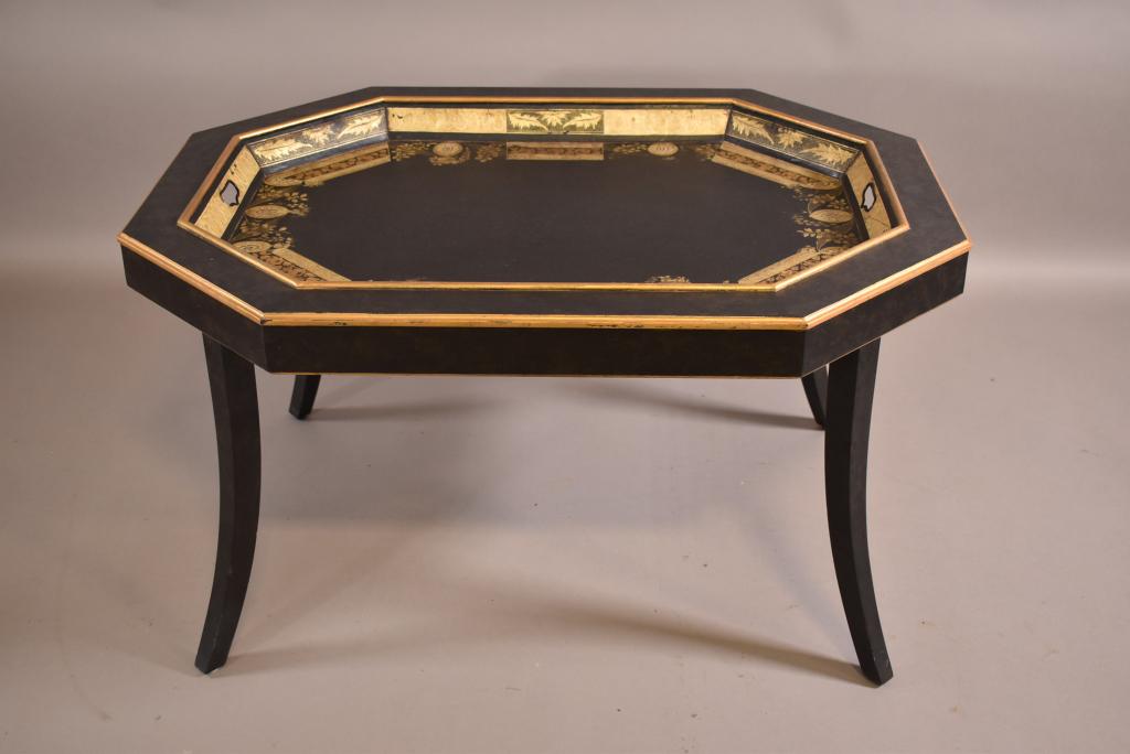 LARGE HAND PAINTED TOLE TRAY TABLE (1 of 4)