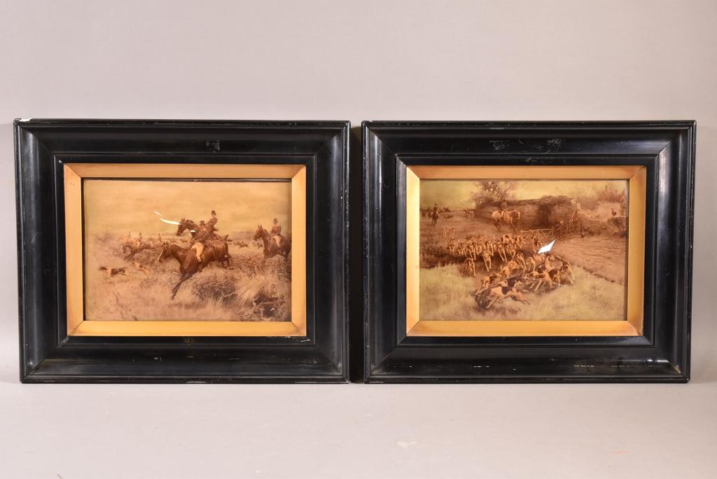PAIR OF ENGLISH HAND TINTED PHOTOS W/ CURVED GLASS (1 of 6)