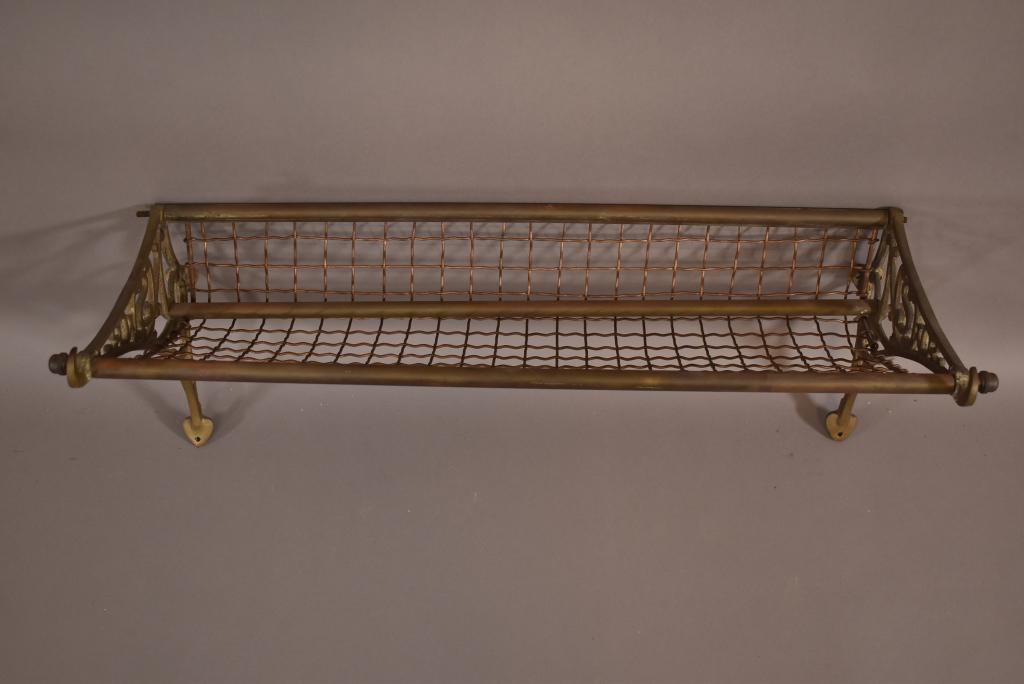 ANTIQUE BRASS RAILROAD BAGGAGE SHELF (1 of 4)