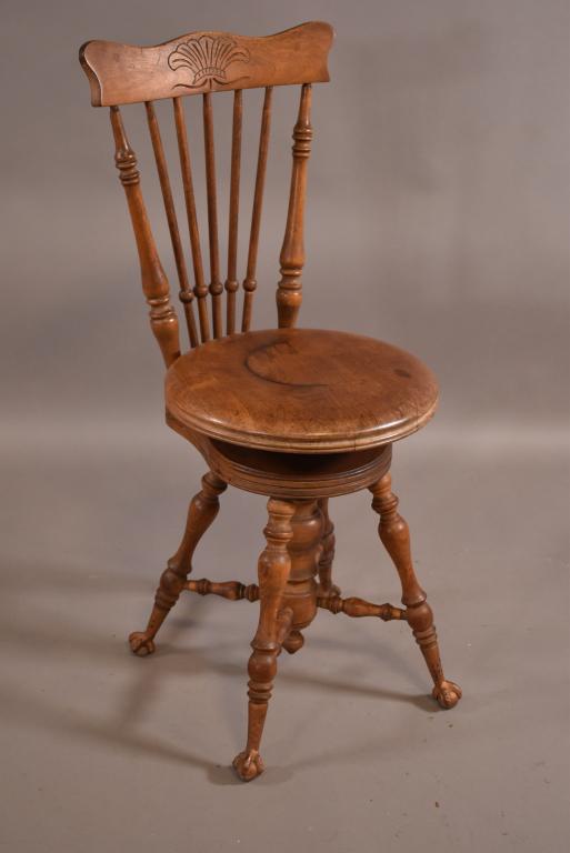 VICTORIAN TALL BACK ORGAN STOOL (1 of 4)