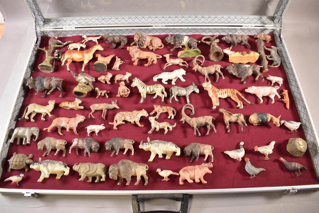 60 PIECE ANTIQUE COMPOSITION & CELLULOID ANIMALS (1 of 5)