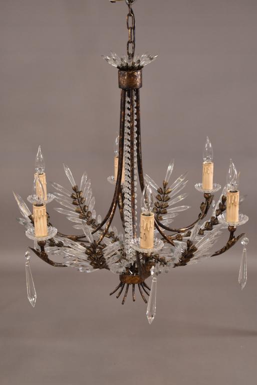 CONTEMPORARY METAL AND CRYSTAL CHANDELIER (1 of 3)