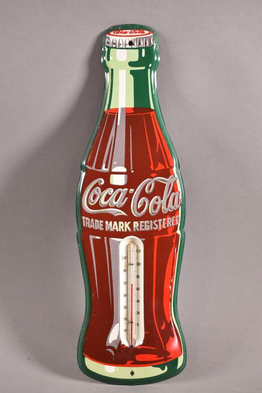 COCA COLA BOTTLE TIN THERMOMETER (1 of 2)